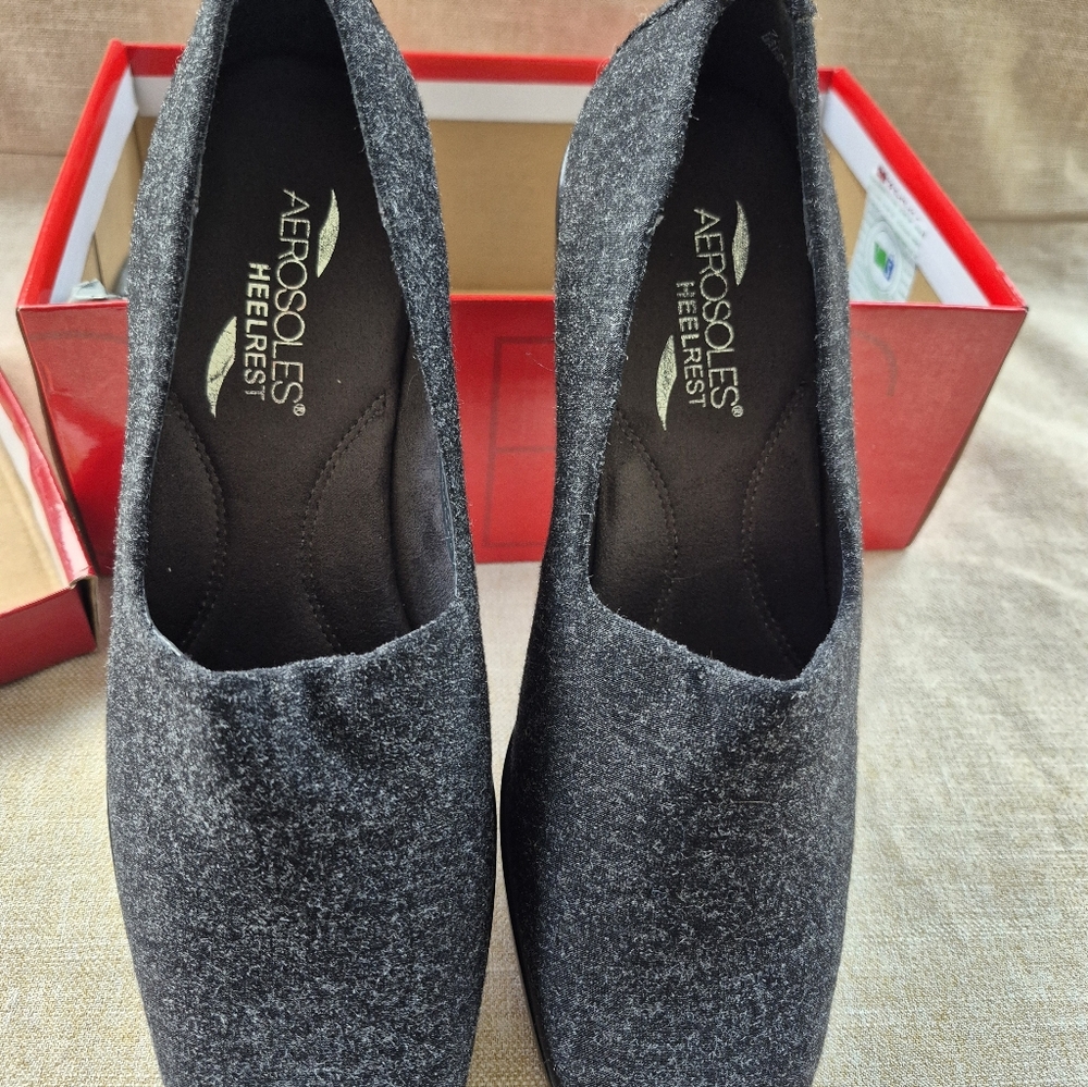 AEROSOLES Black with Grey Flecks Fabric Temptation Shoes 7.5 M NIB - Picture 7 of 7